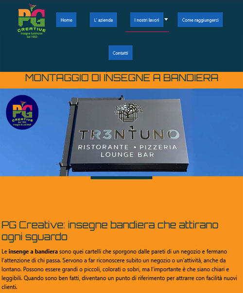 Sito Internet realizzato: Pg Creative, dal 1960 insegne luminose e ledwall 